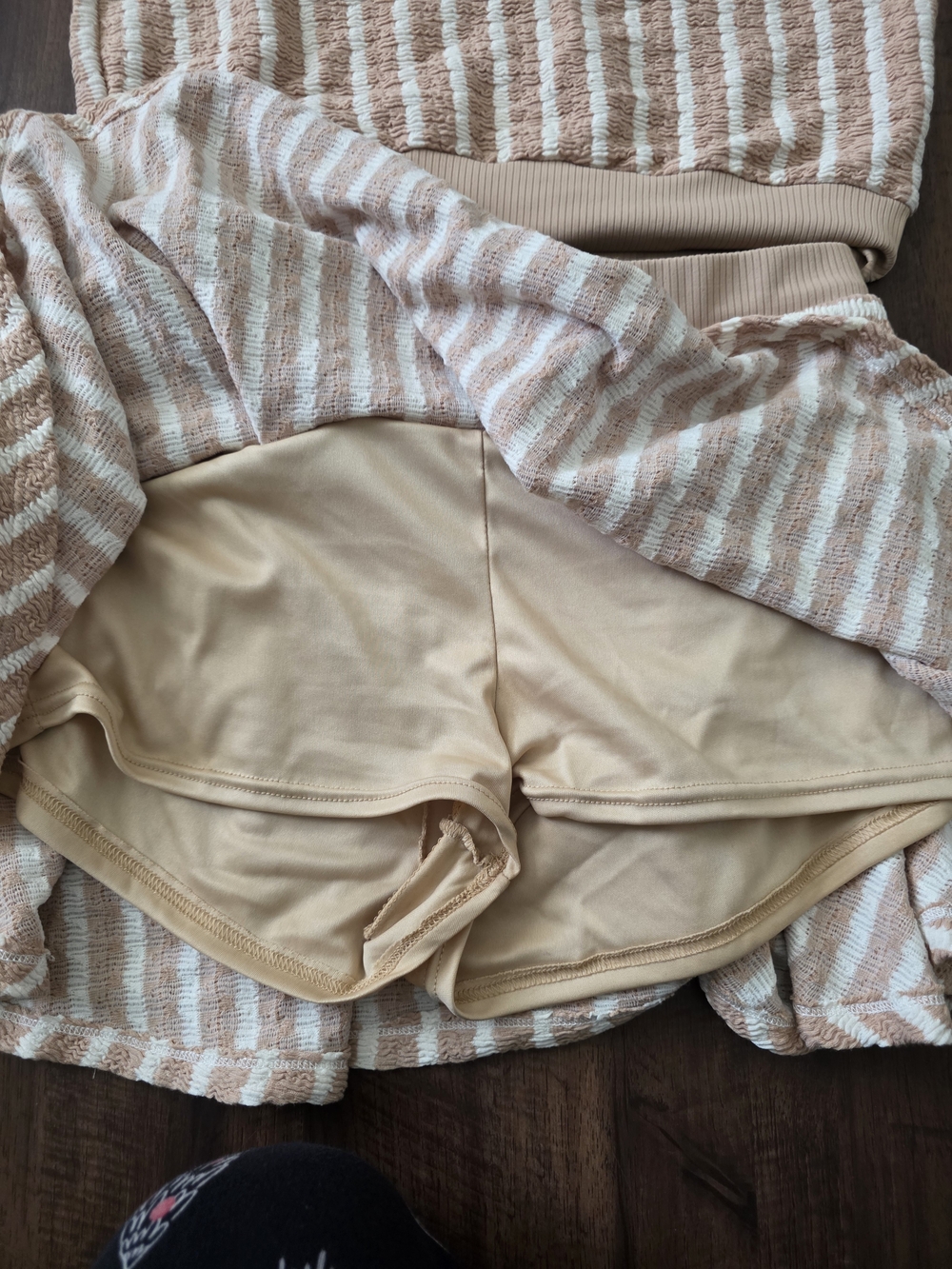 Beige & White Striped Knit Polo Mini Dress - Picture 8 of 8